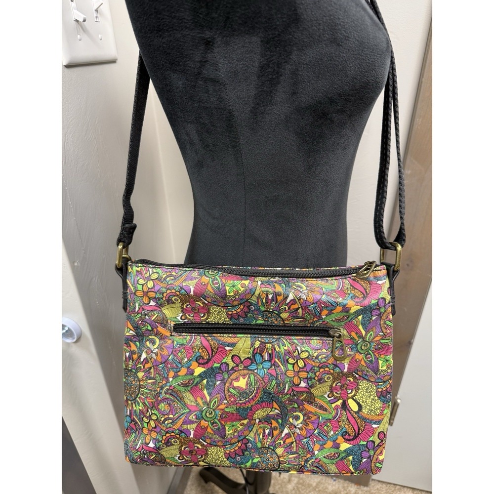Sakroots Artist Circle Bag Purse Colorful Hippie Boho Crossbody Triple Zip - Picture 5 of 6